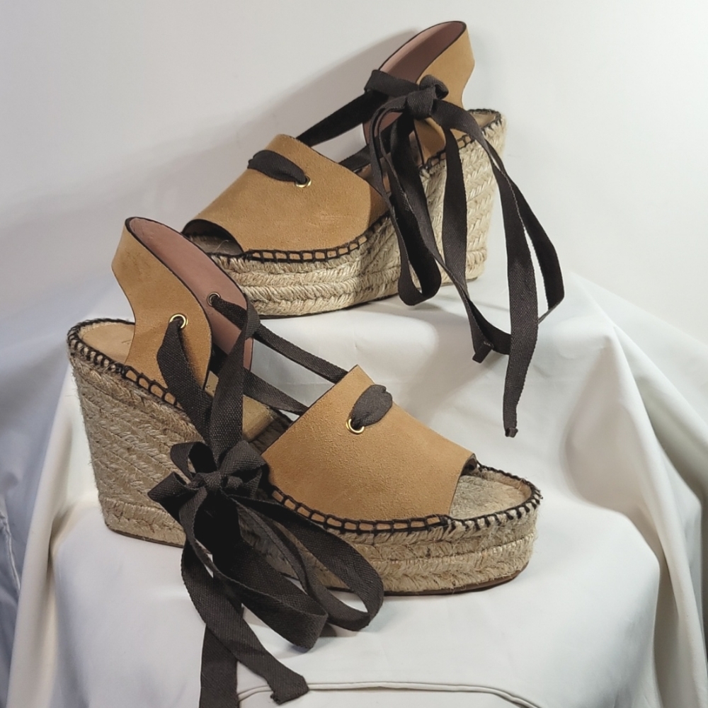 Bettye Muller Christina Spanish Wedge Espadrille Sandals, Women's 7 - 7.5, camel